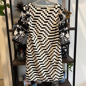 Max Mara NEW Porta Shift Dress Pullover Black White Geometric